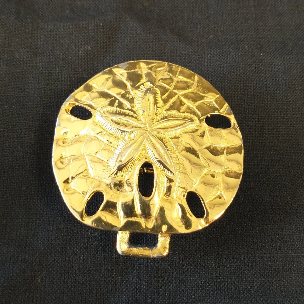 Vintage Dotty Smith Sand Dollar Gold Tone Belt Buckle ONLY ONE Replacement Retro